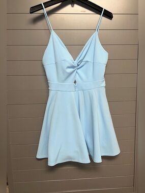 NWT Light Blue Spaghetti Strap Twist-Front Romper